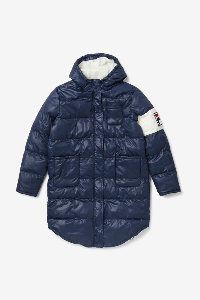 Fila Jakke Dame Marineblå Luisa Quilted Puffer Coat 743285-XRD